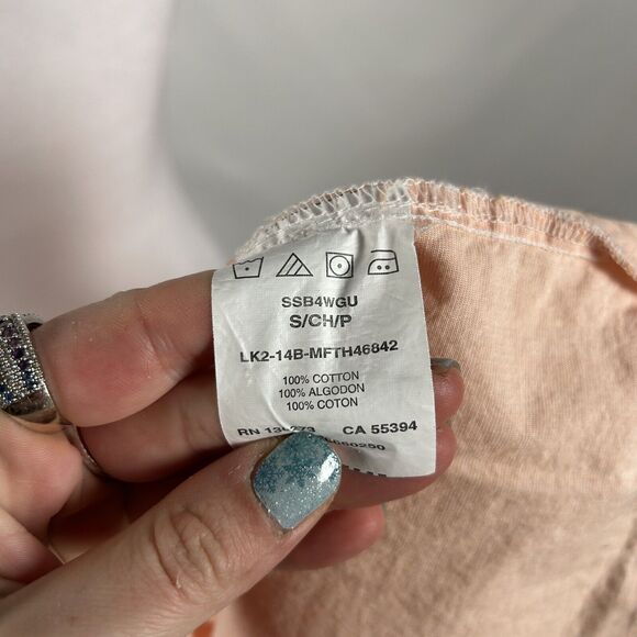 Riders by Lee Orange 3/4 Sleeve Cotton Button Down Shirt Top Small Casual Collar - Picture 4 of 4